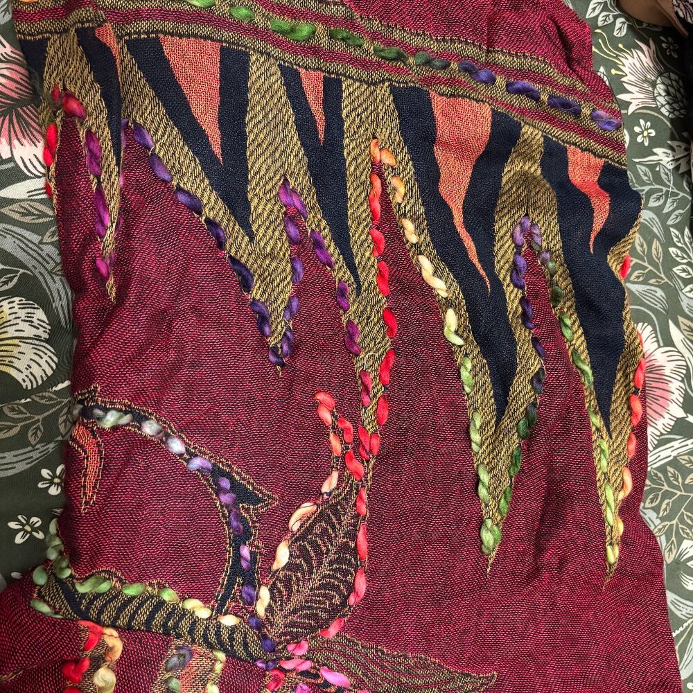 Magical embroidered, long duster-style Boho dream coat with pockets, "One Size" - Picture 14 of 15